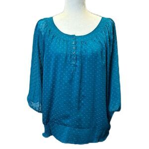 Women's Blouse/ Dress Barn/ Polka Dots and Sheer Sleeves